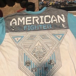 American Fighter Blueish Green and White womens medium.